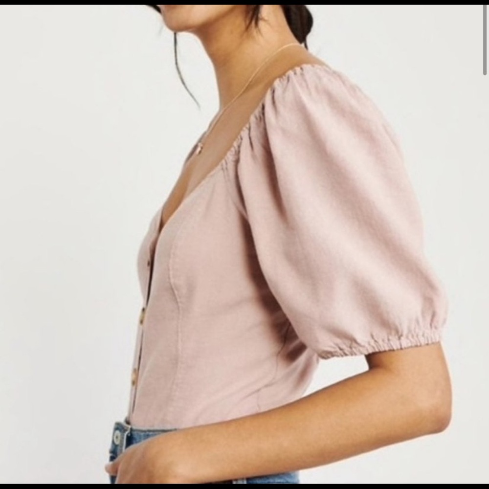 Abercrombie & Fitch Light Pink Puff Sleeve Blouse - Picture 5 of 8